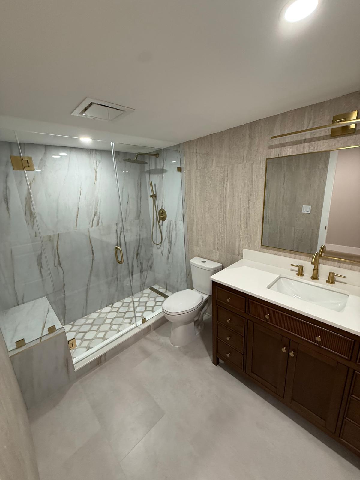 Luxury bathroom remodel marble tile Florida